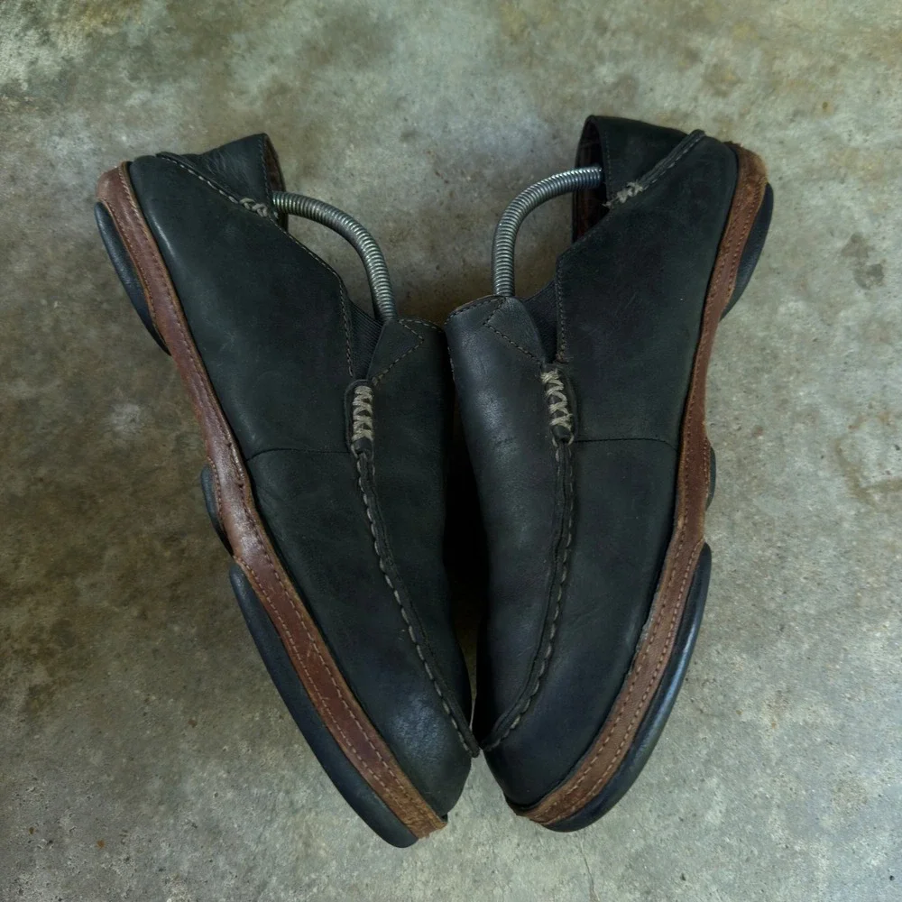 Vintage Olukai Moloa Leather Loafers Gorpcore Black Size 10